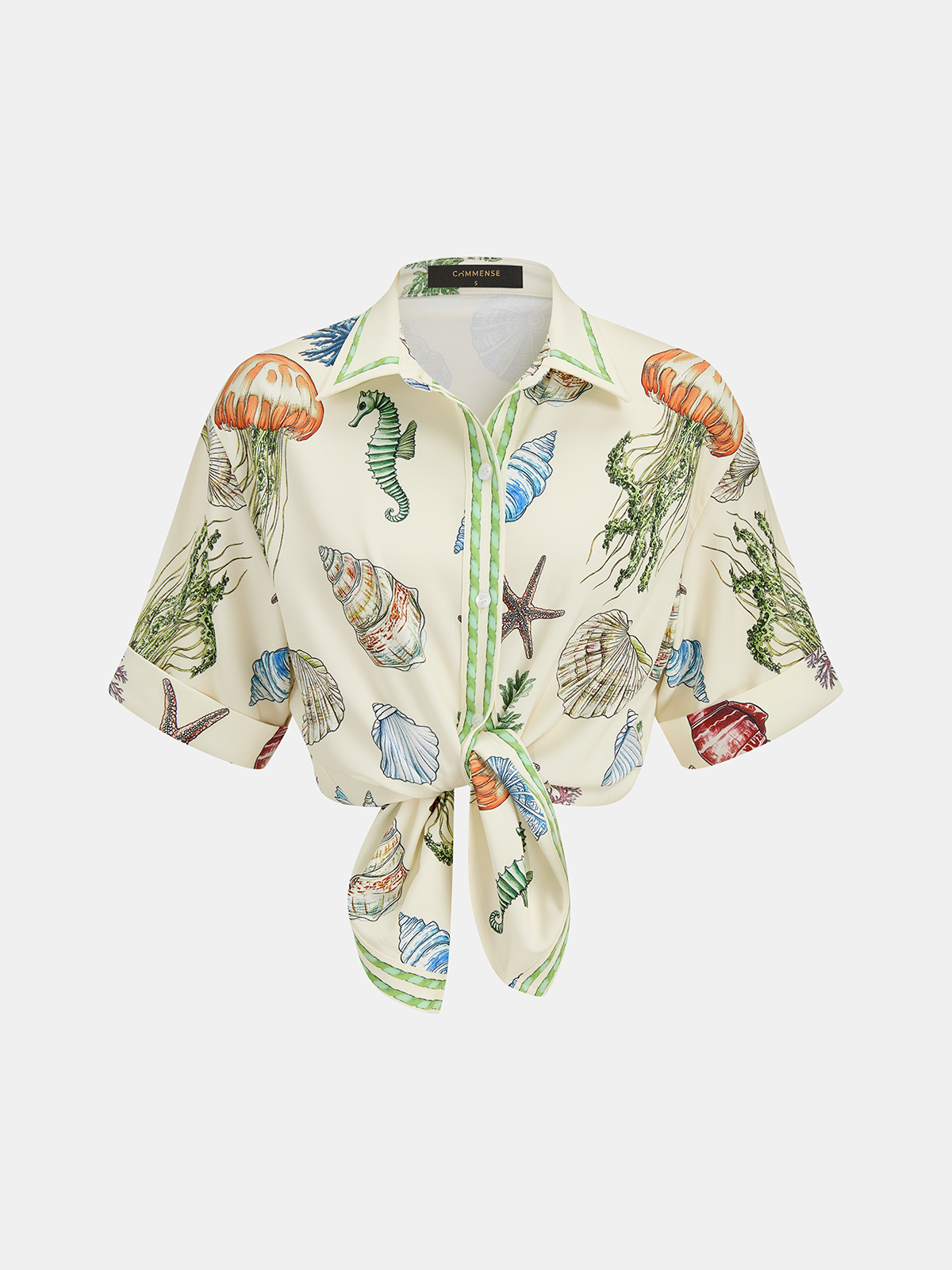 Marine Print Shirt & Drawstring Shorts Set