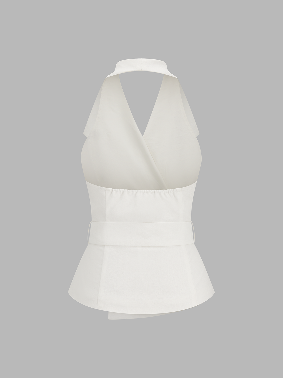 Belted Cotton Linen Halter Tank Top