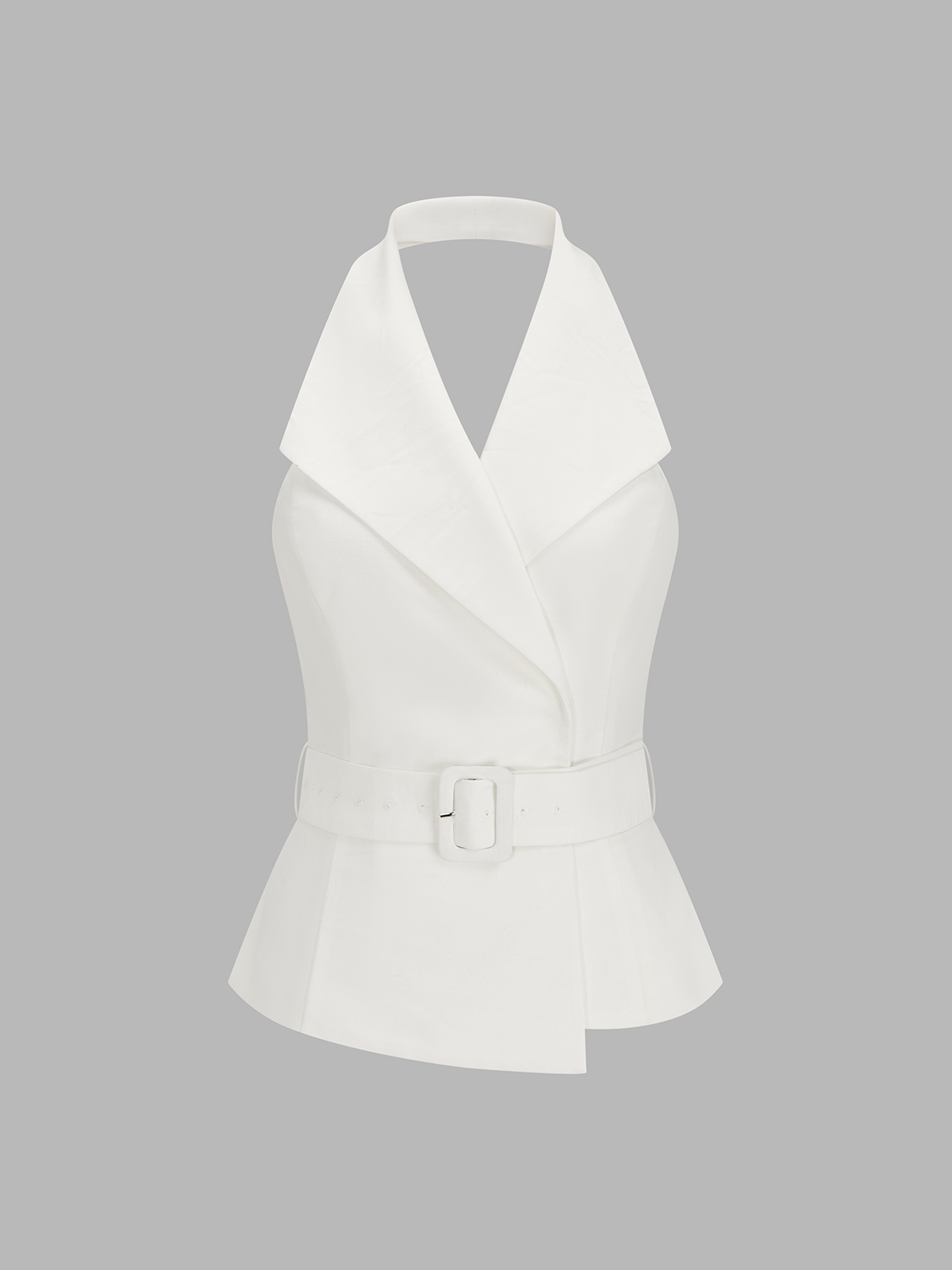 Belted Cotton Linen Halter Tank Top