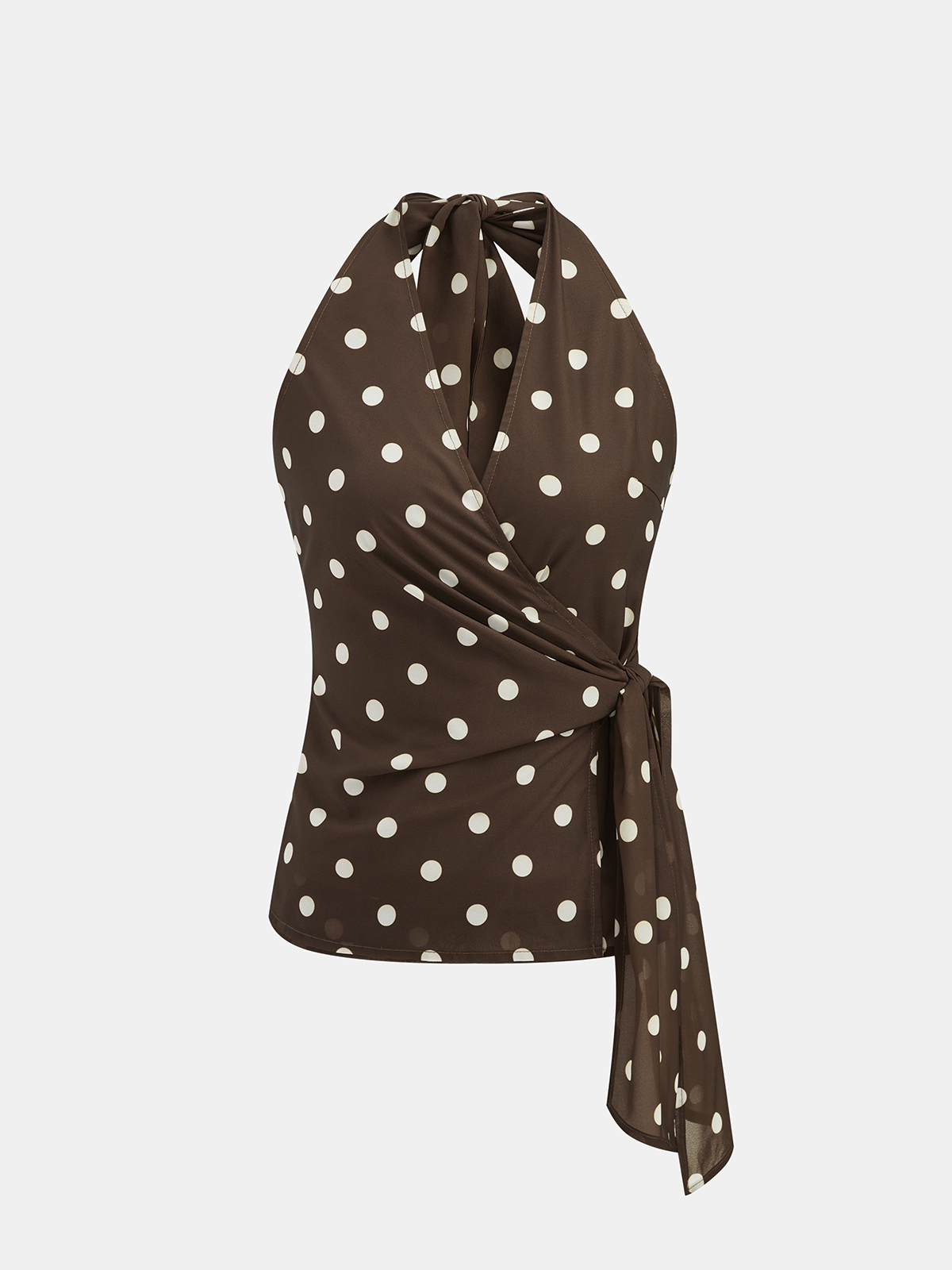 Polka Dot Tie Waist Halter Top