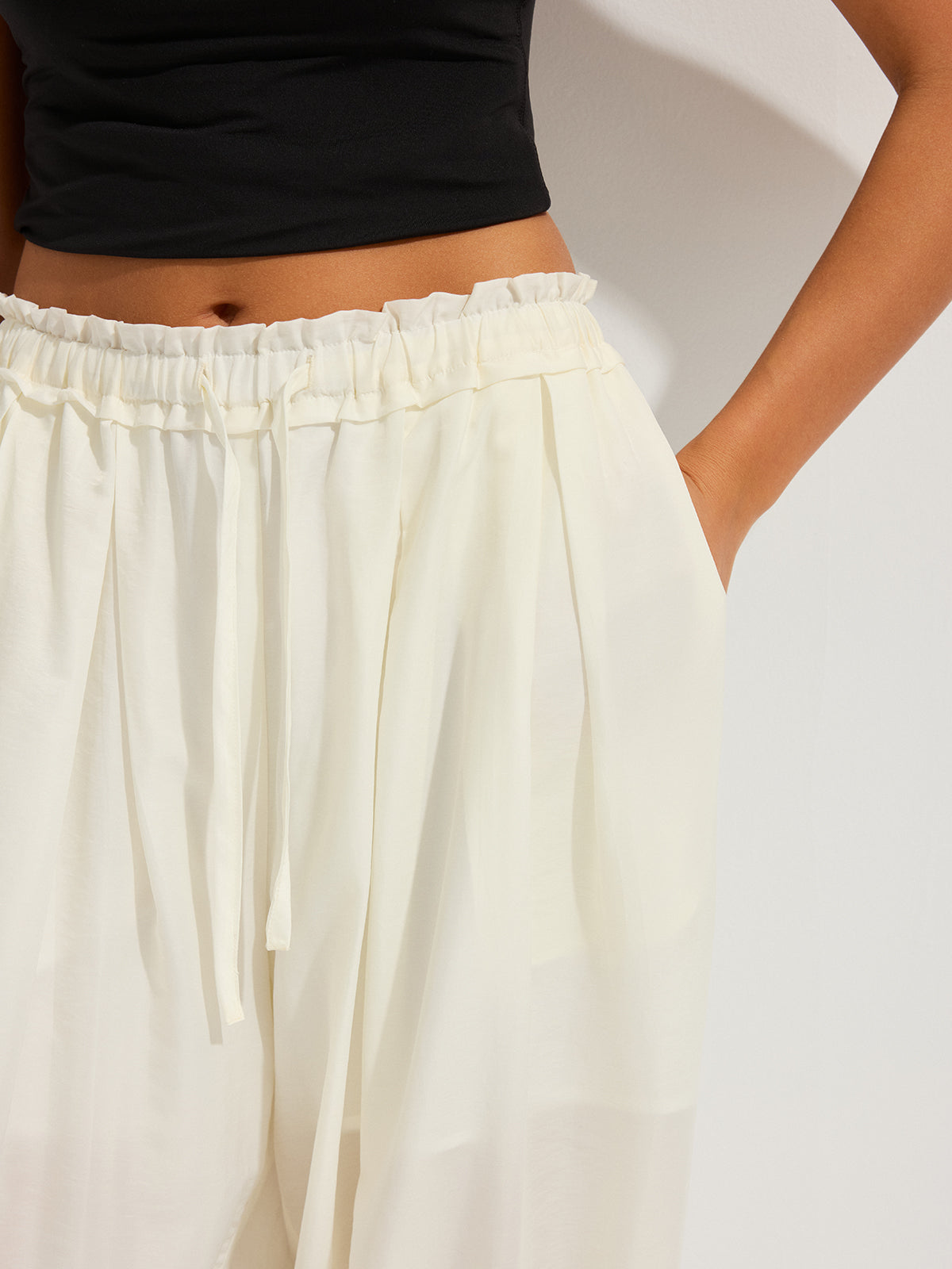Lace Cuff Drawstring Harem Pants