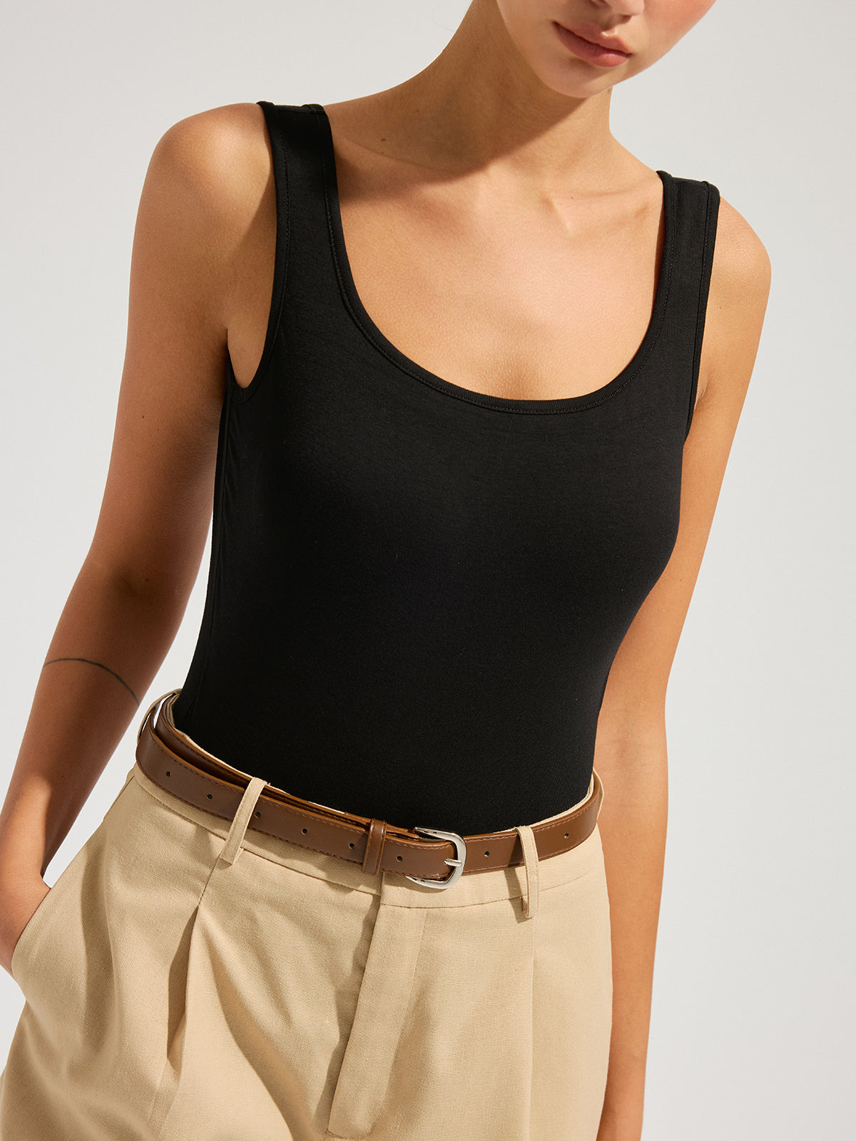 Bra-Free Backless Square Neck Bodysuit