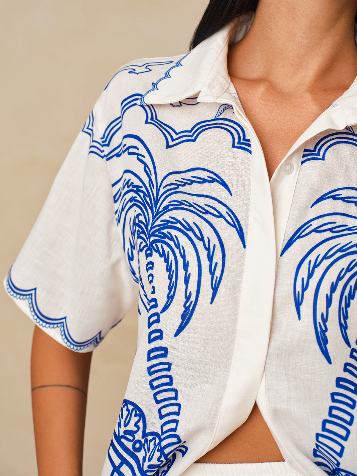 Palm Tree Print Shirt & Shorts Set