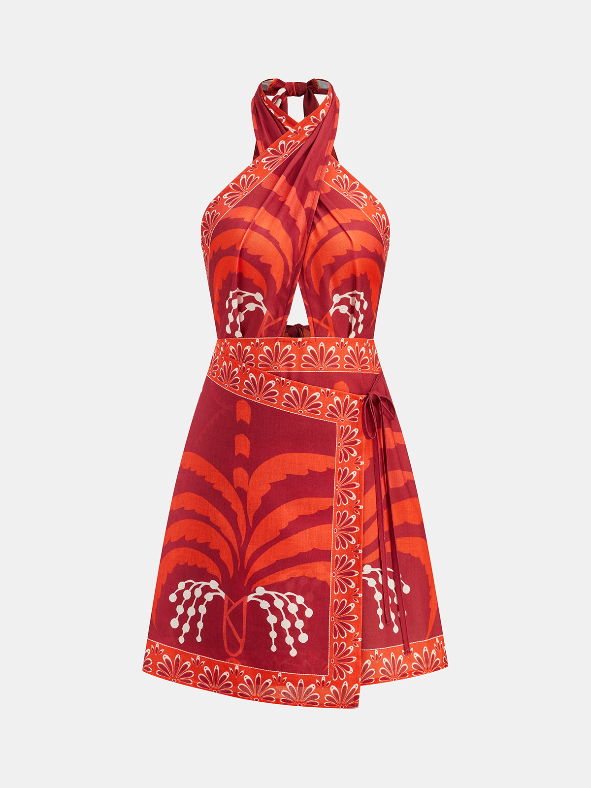 Mini-robe cache-cœur à imprimé tropical