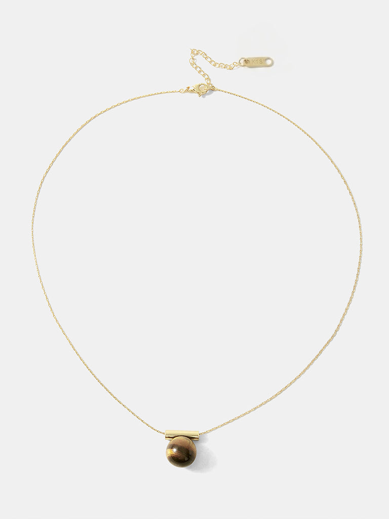 Minimalist Tiger Eye Pendant Necklace