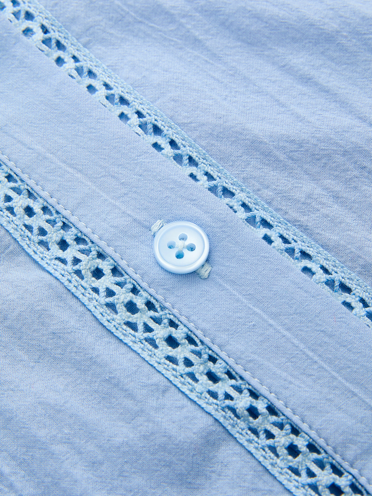 Cotton Hollow Trim Shirt & Pleated Shorts