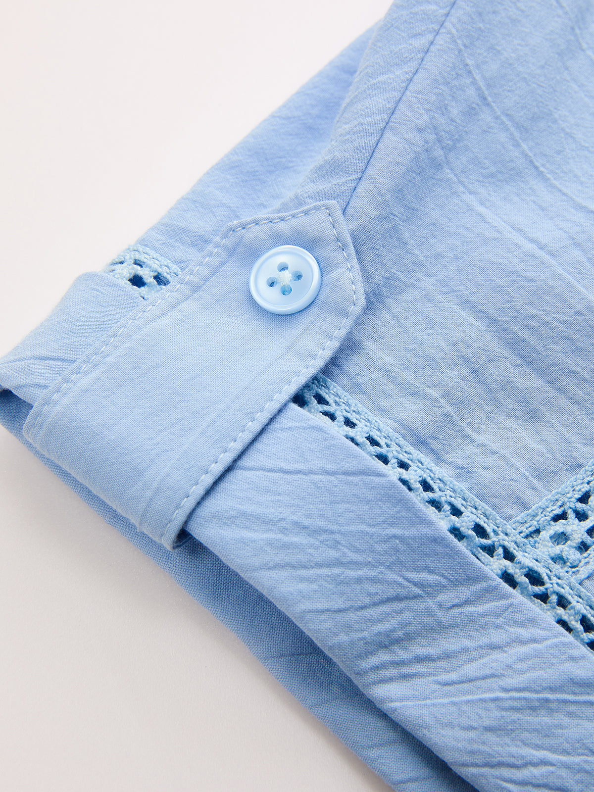 Cotton Hollow Trim Shirt & Pleated Shorts