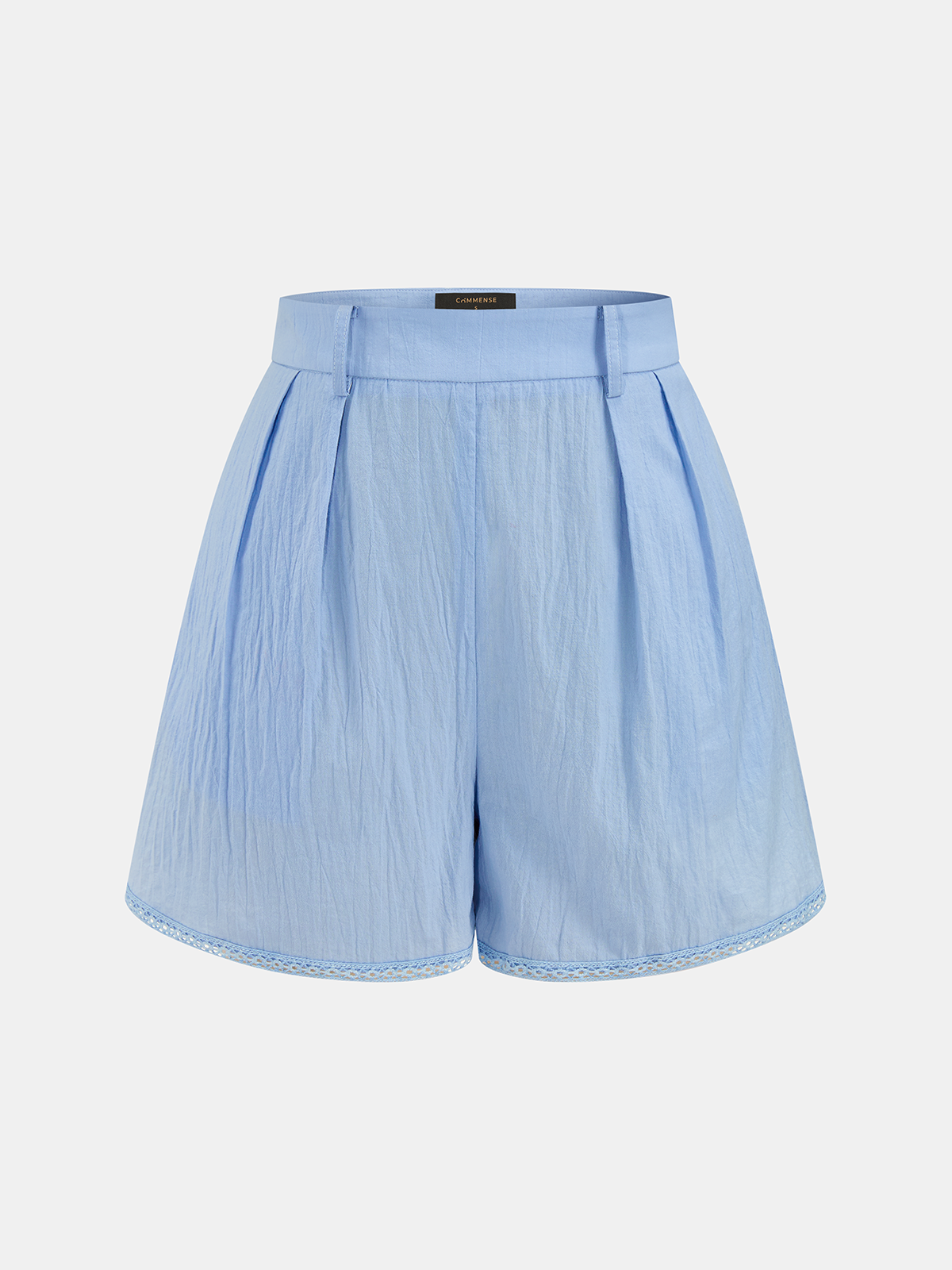 Cotton Hollow Trim Shirt & Pleated Shorts