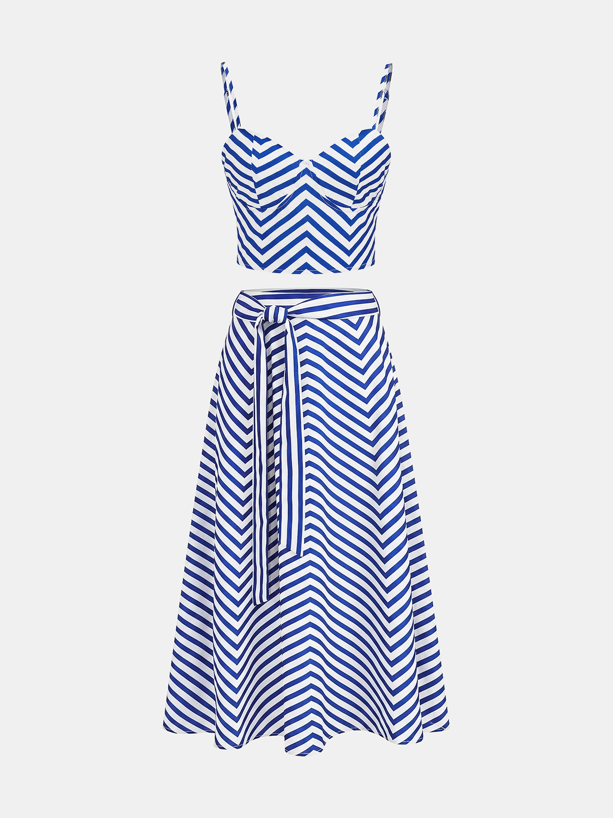 Chevron Stripe Cami Crop Top & Skirt Set