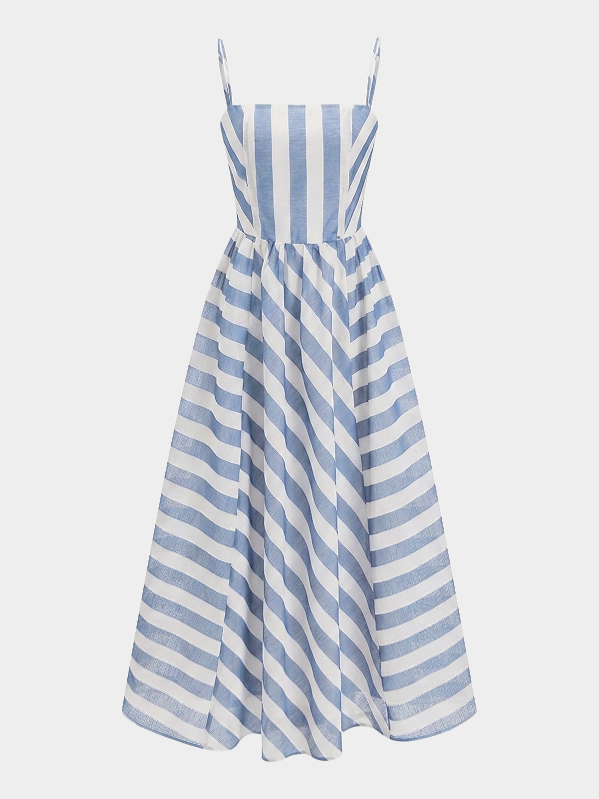 Robe longue à fines bretelles en organza rayé