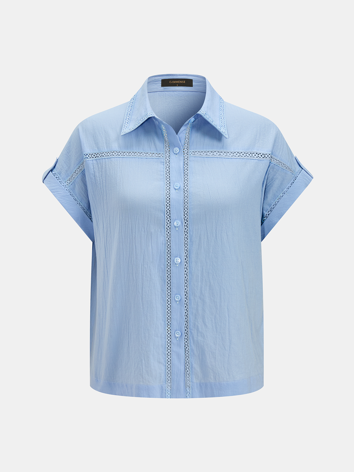 Cotton Hollow Trim Shirt & Pleated Shorts