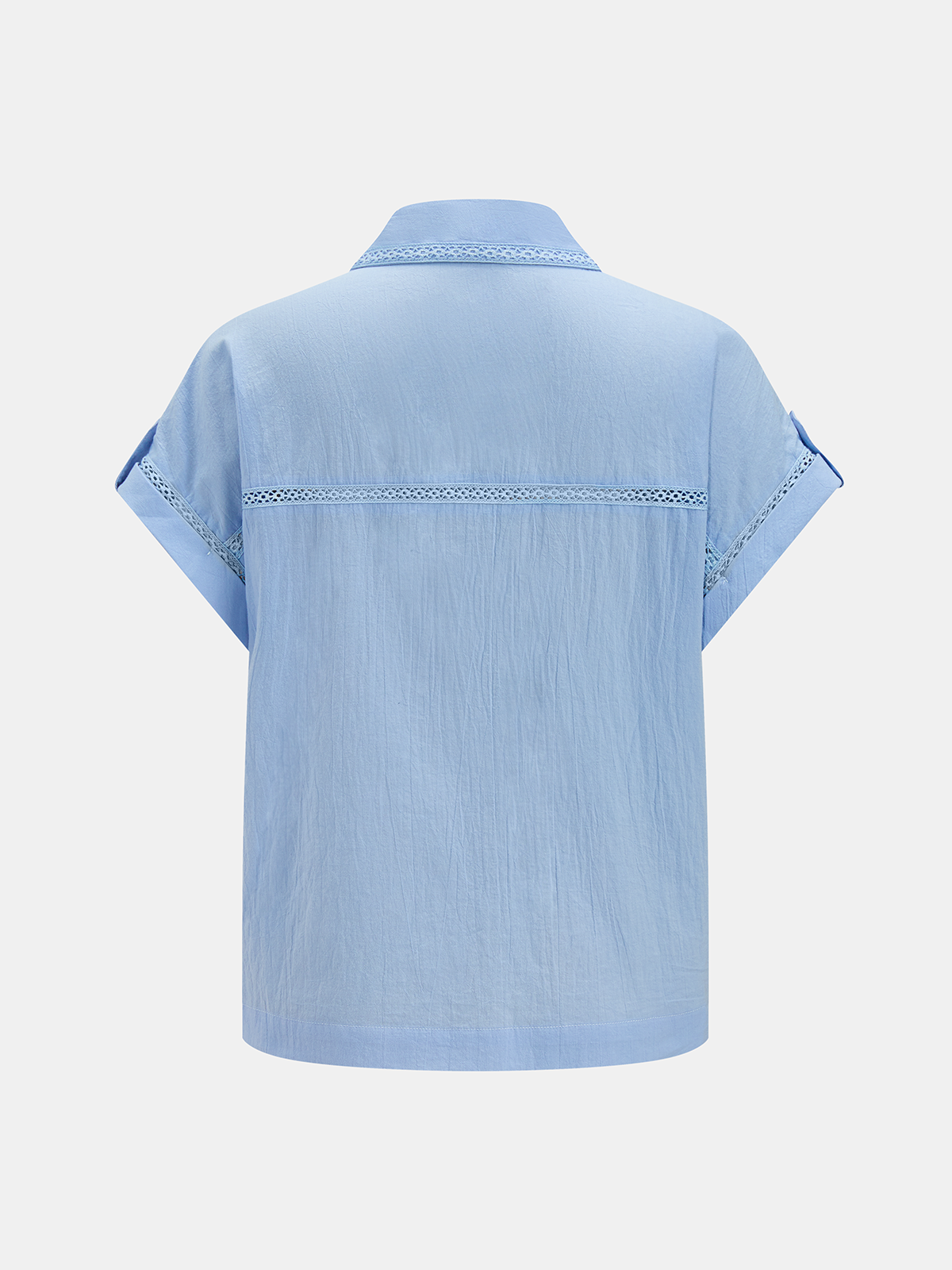 Cotton Hollow Trim Shirt & Pleated Shorts