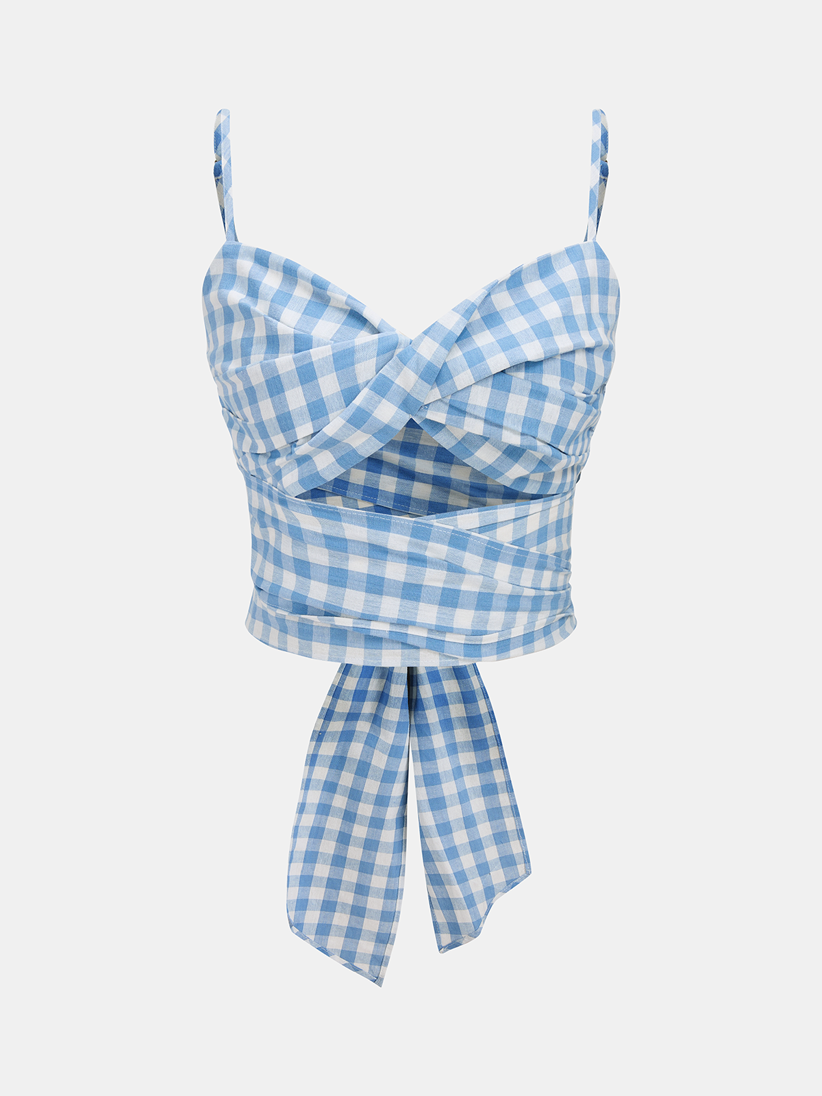Gingham Wrap Tie Cami Top & Midi Skirt Set