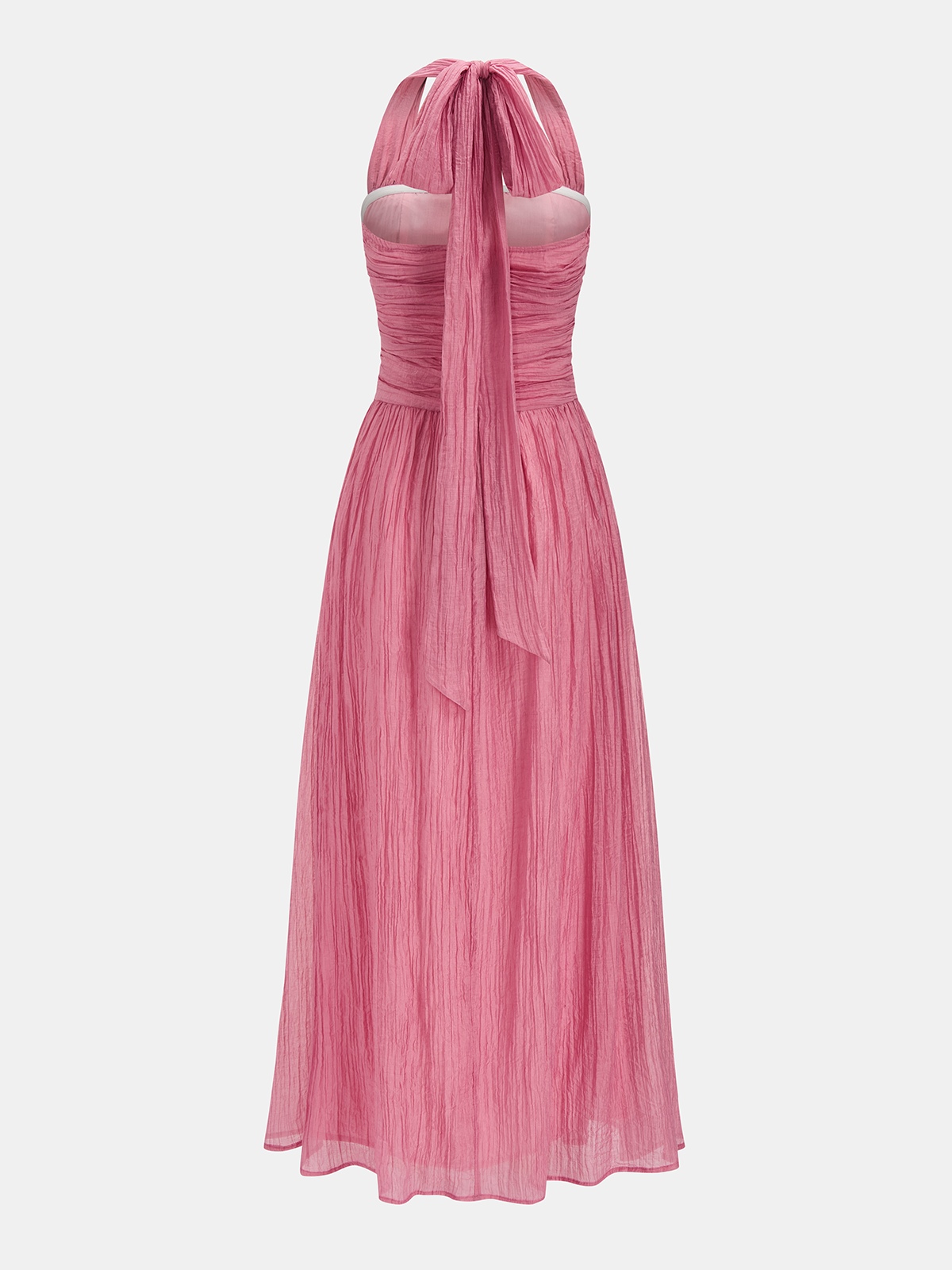 Crinkled Textured Halter Maxi Dress