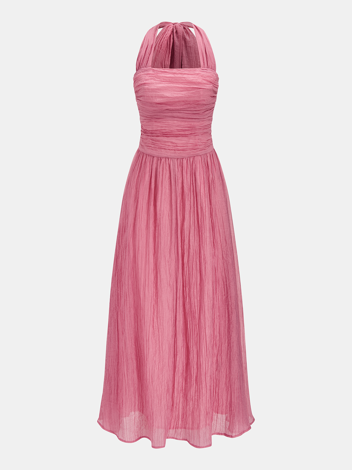 Crinkled Textured Halter Maxi Dress