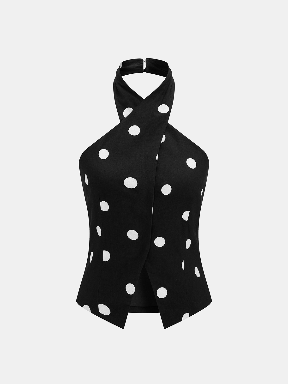 Polka Dot Crisscross Halter Tank Top