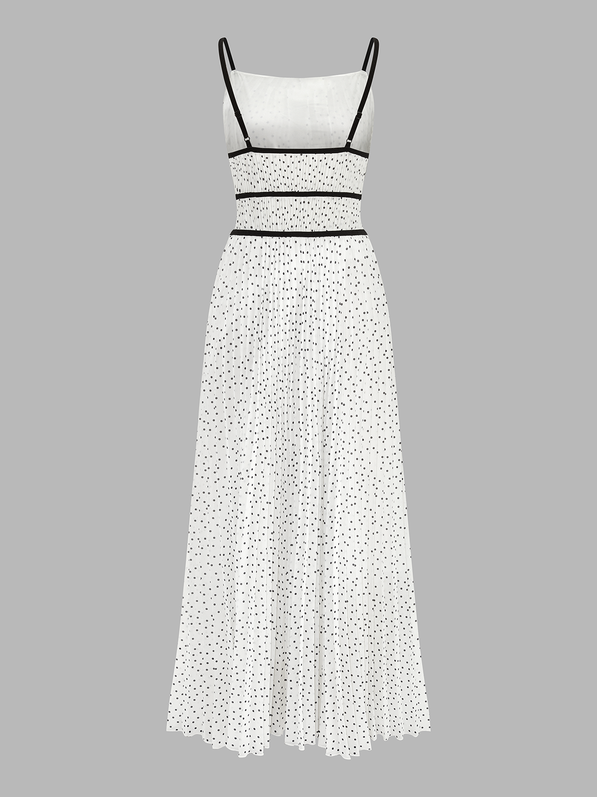 Polka Dot Pleated Cami Maxi Dress