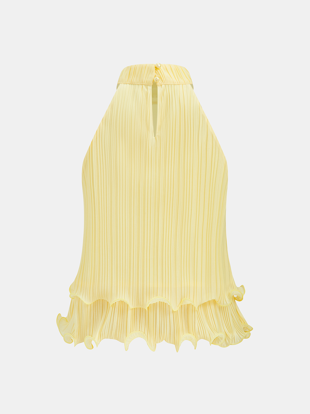 Gefaltetes, mehrlagiges Rüschen-Neckholder-Tanktop