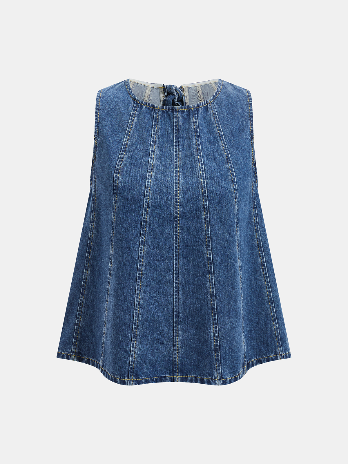 Tie-Back Denim Sleeveless Top & Shorts Set