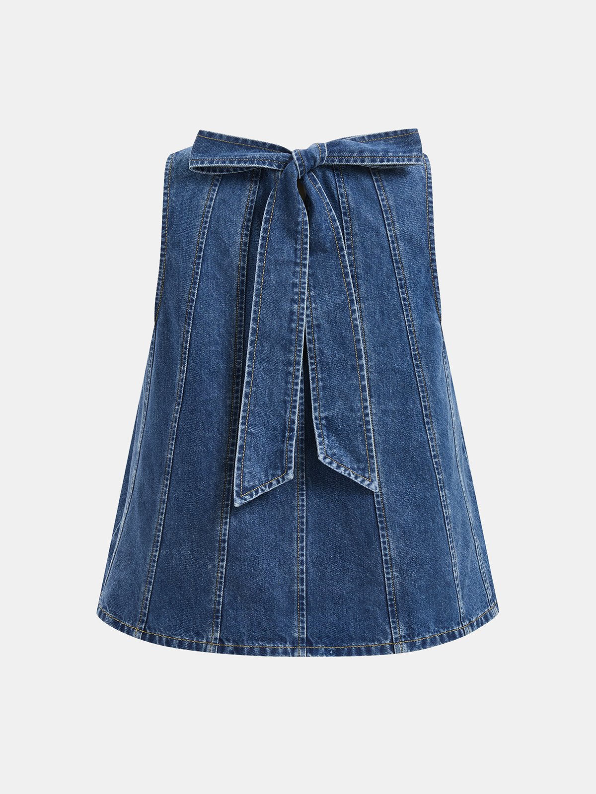 Tie-Back Denim Sleeveless Top & Shorts Set