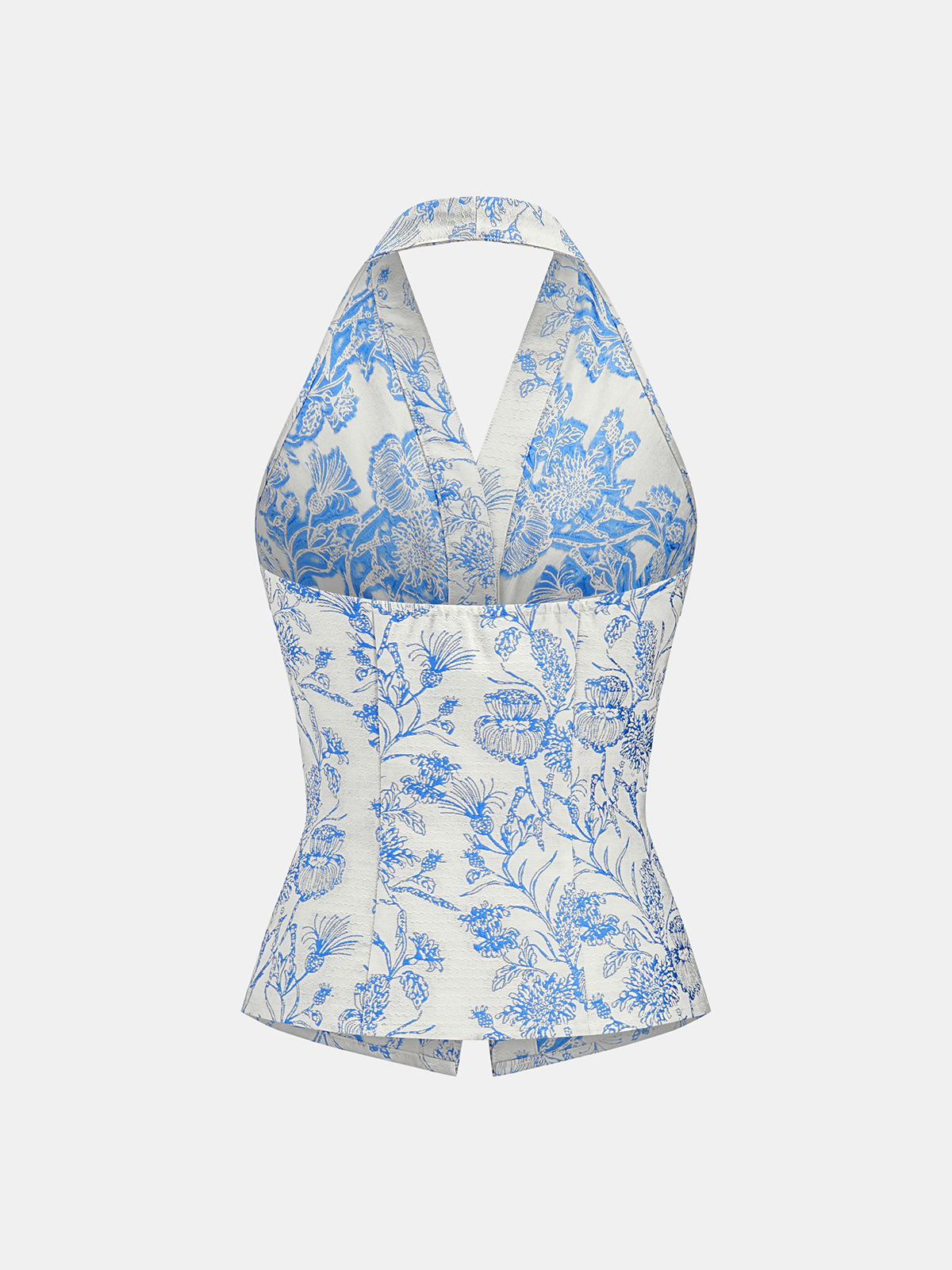 Haut Halter plissé orné à imprimé floral