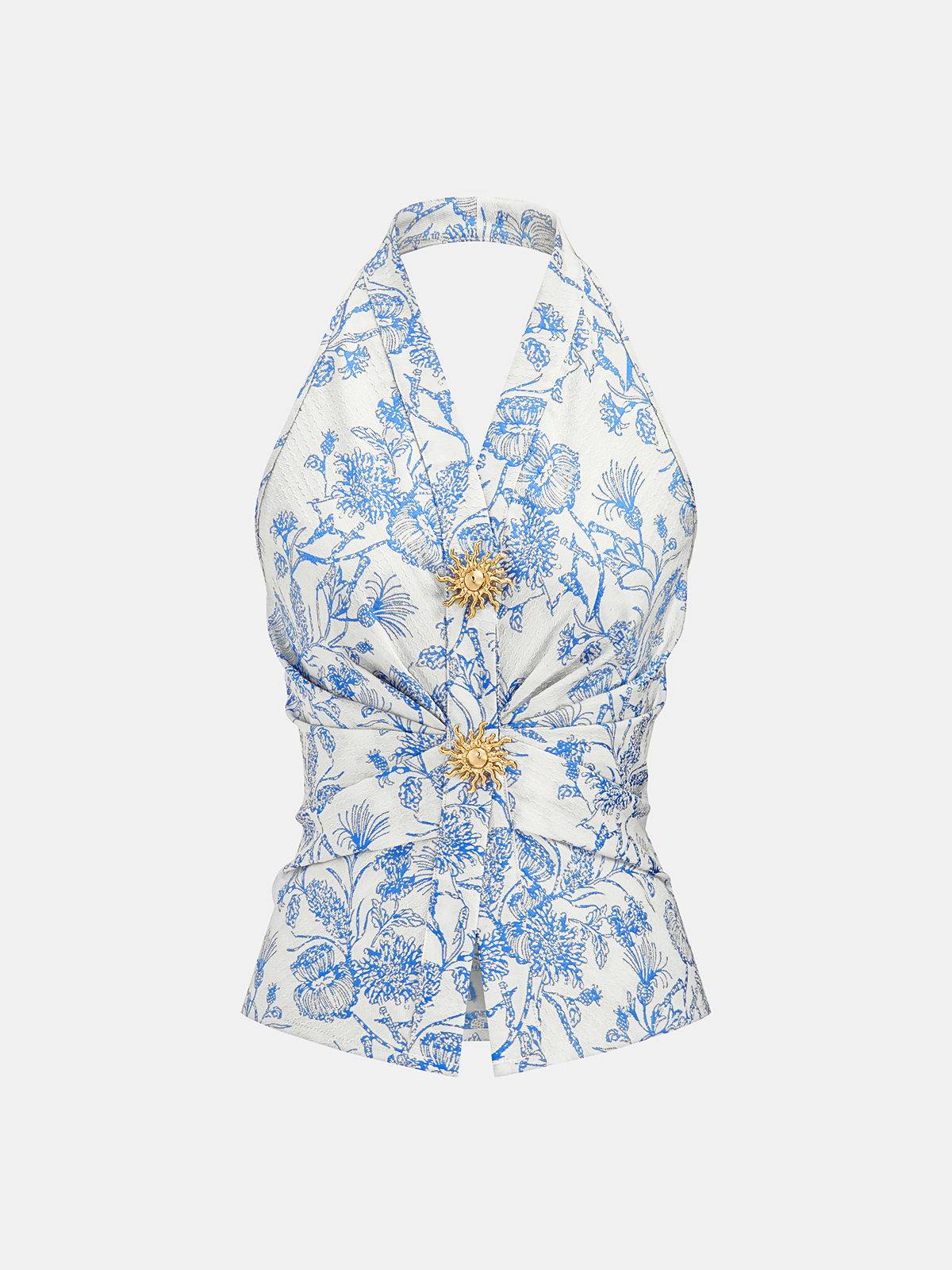 Haut Halter plissé orné à imprimé floral