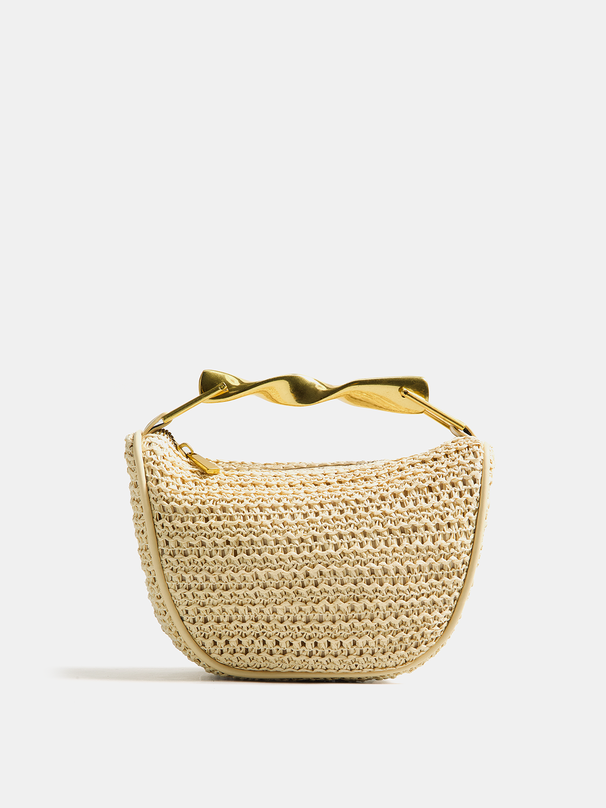 Twisted Handle Straw Woven Handbag