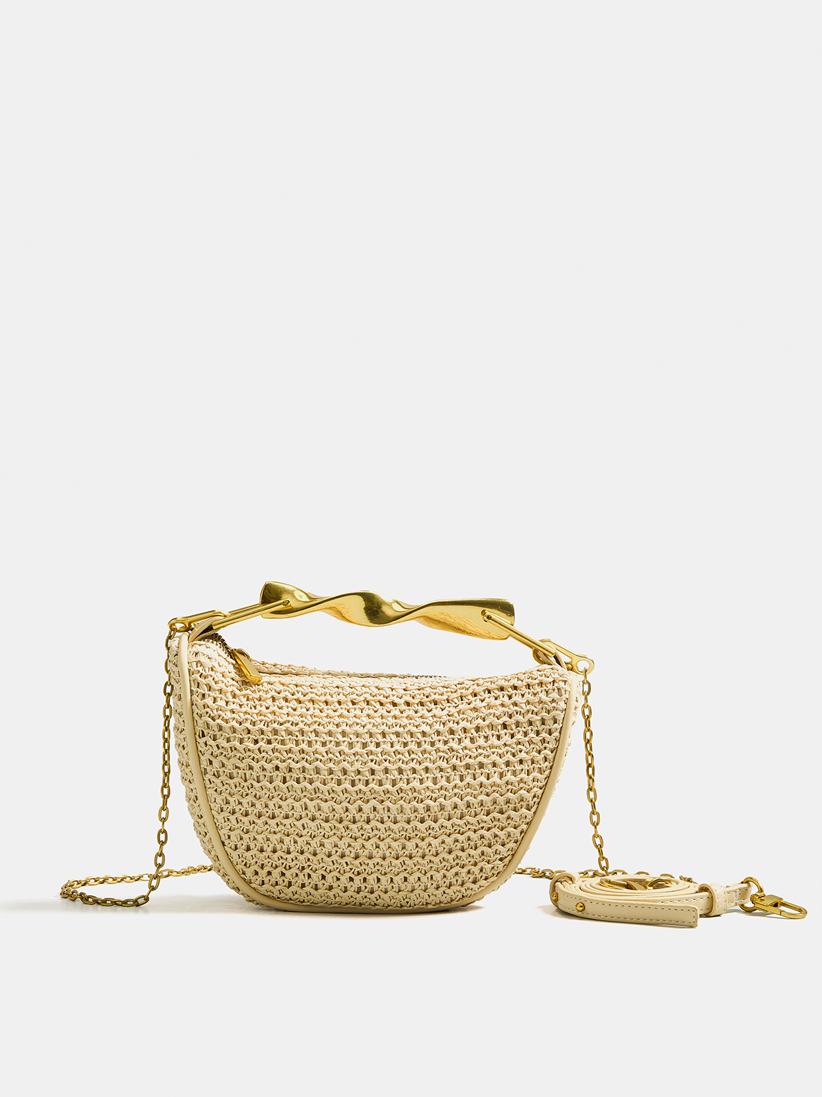 Twisted Handle Straw Woven Handbag