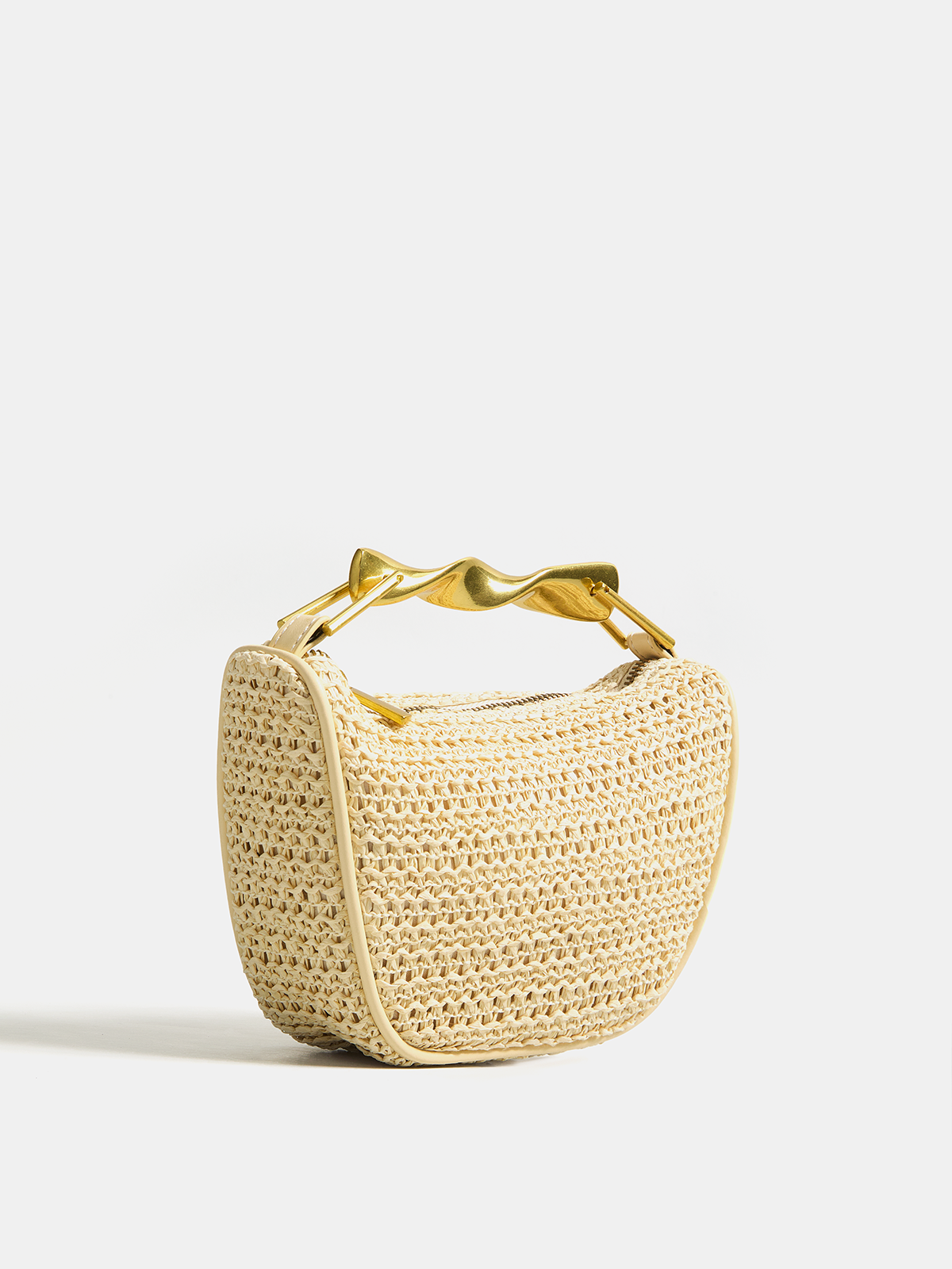 Twisted Handle Straw Woven Handbag