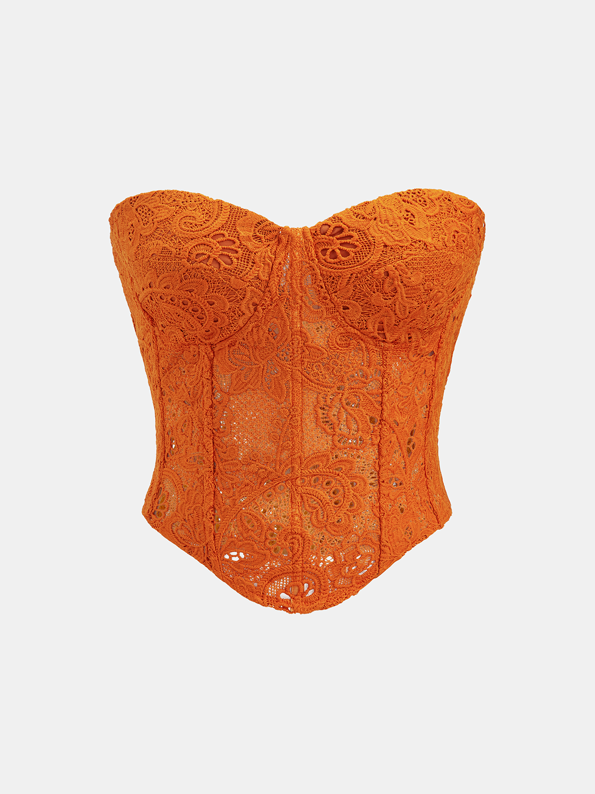 Haut bustier en dentelle guipure en cœur