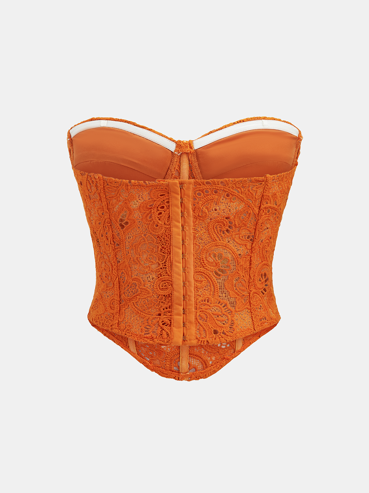 Haut bustier en dentelle guipure en cœur