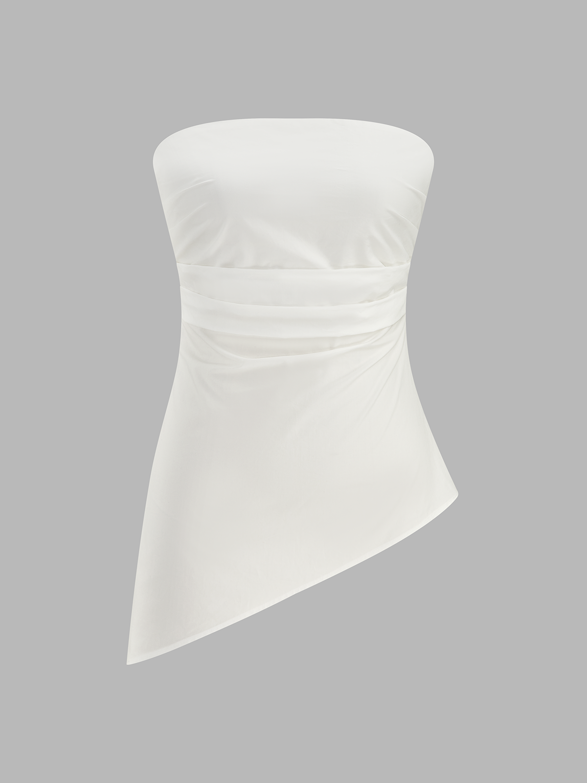 Ensemble haut ruché asymétrique sans bretelles et pantalon