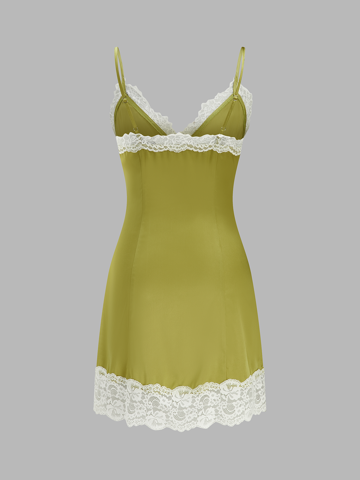 Lace Trim Satin Cami Mini Dress