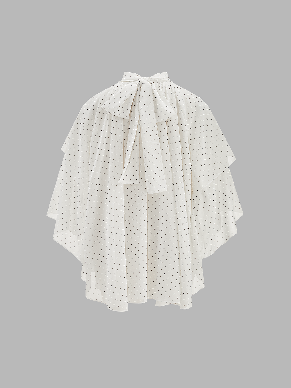Layered Polka Dot High Neck Cape Blouse