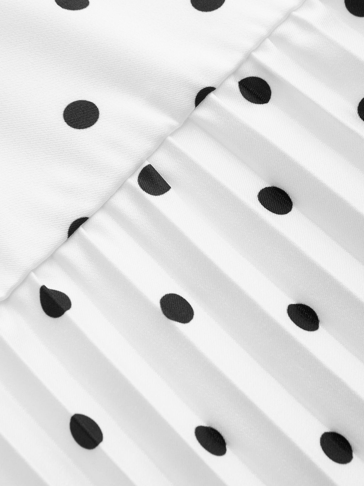 Polka Dot Sleeveless Pleated Dress with Neck Tie