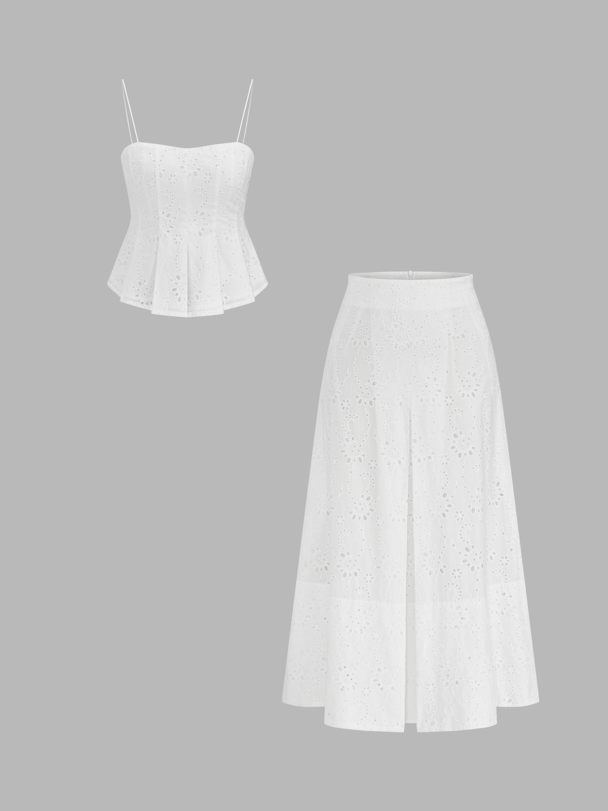 Eyelet Embroidered Cami Top & Midi Skirt Set