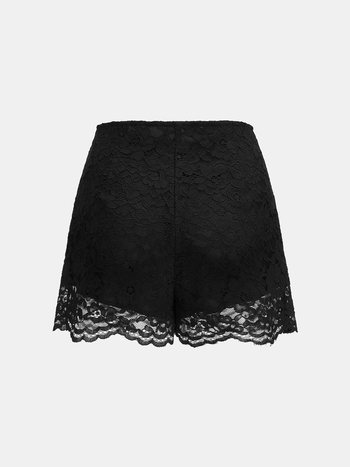 Shorts taille haute en dentelle florale