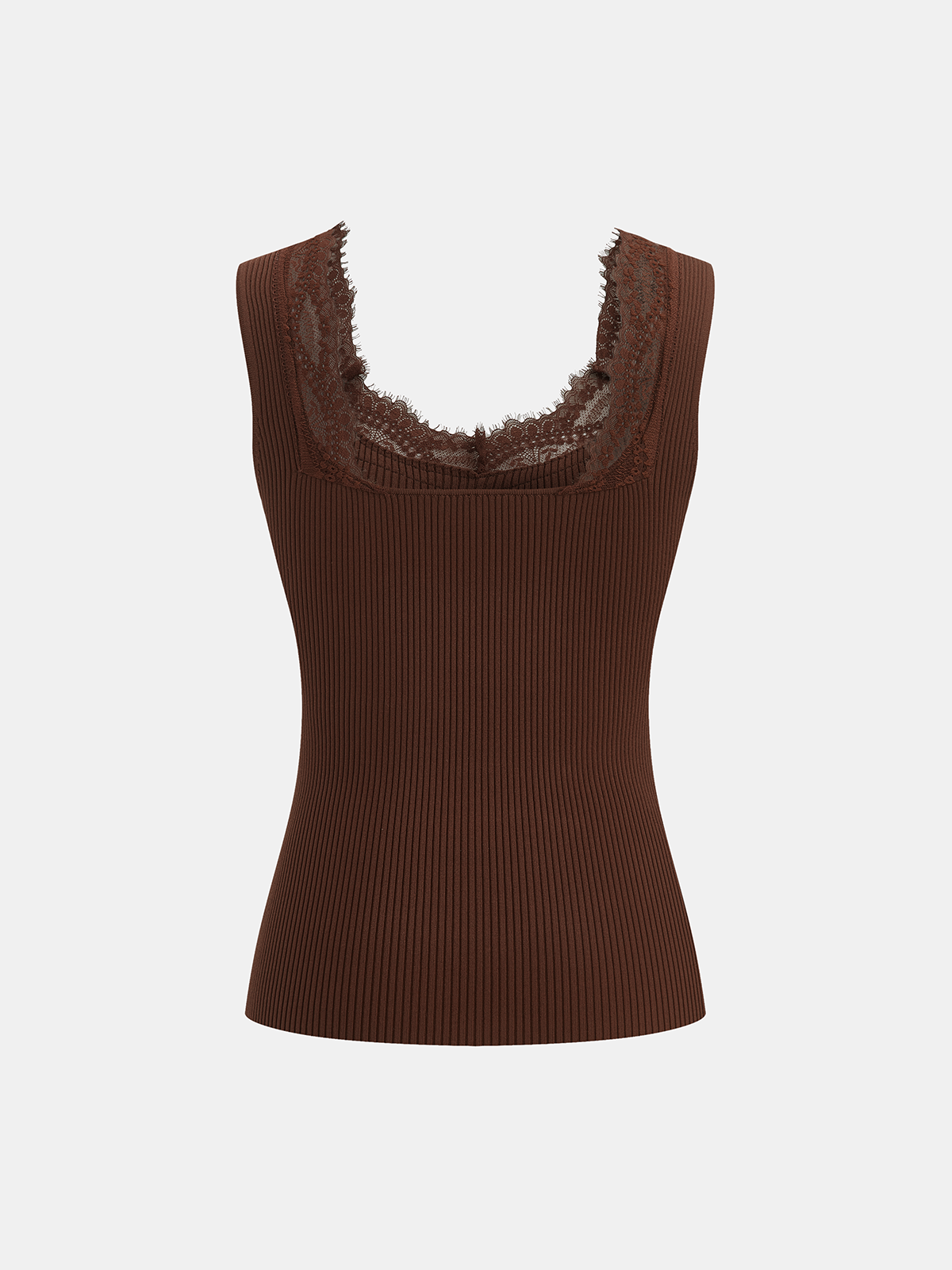 Lace Trim Ribbed Knit Tank Top