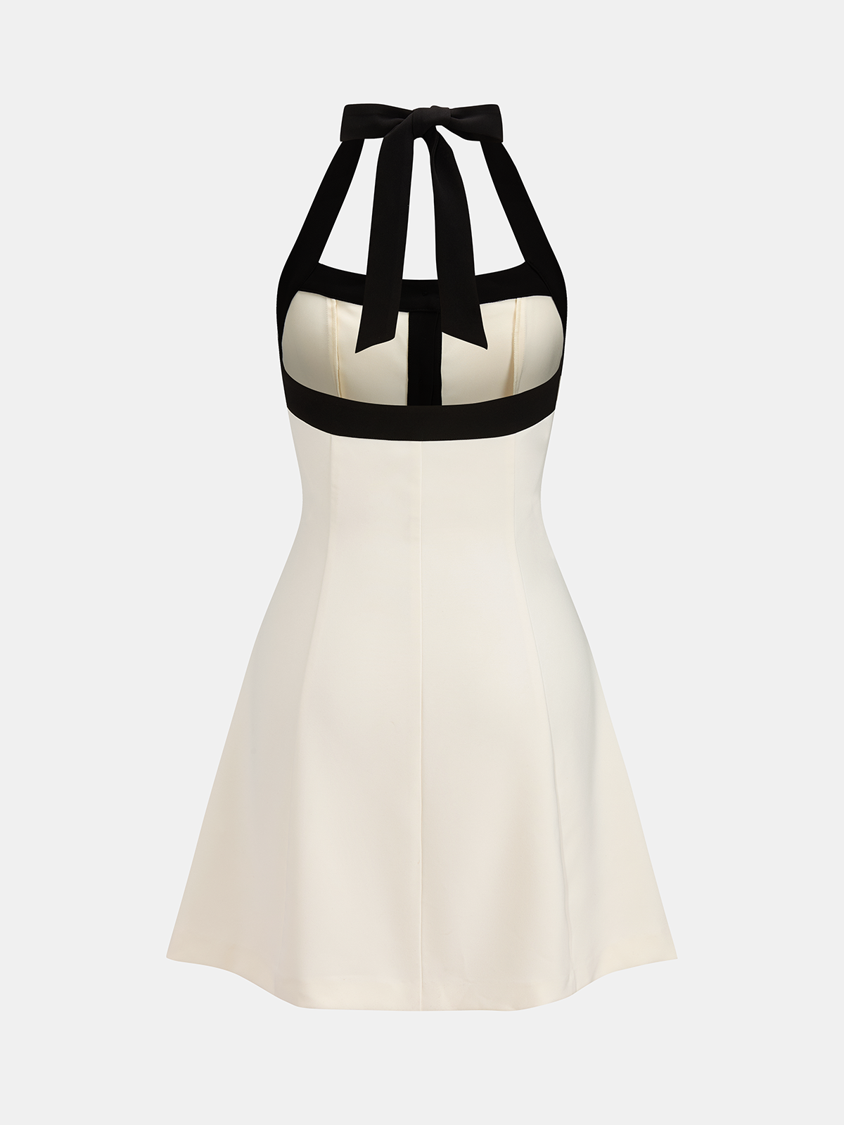 Contrast Halter A-Line Mini Dress