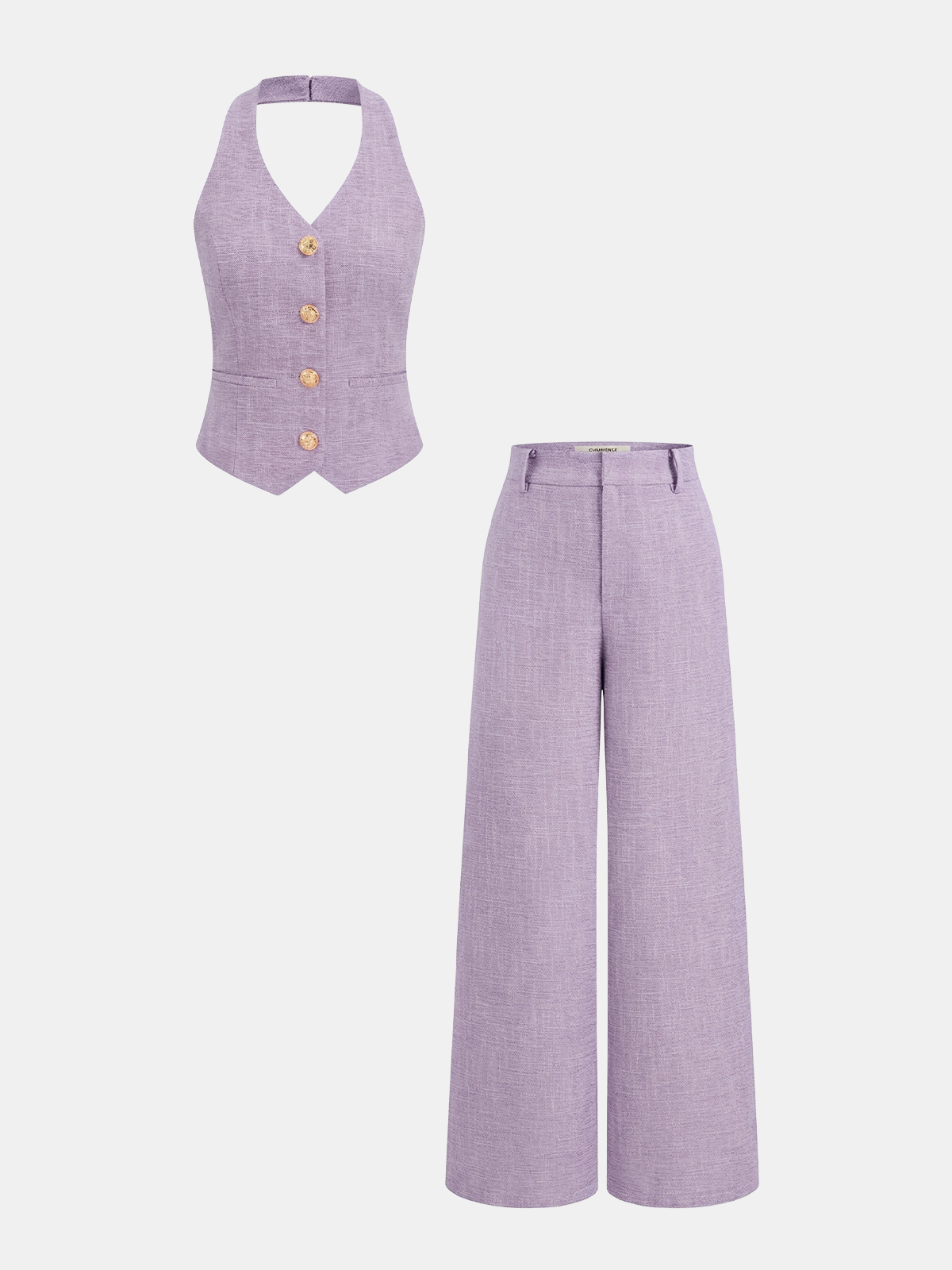 Neckholder-Weste und Hose mit weitem Bein