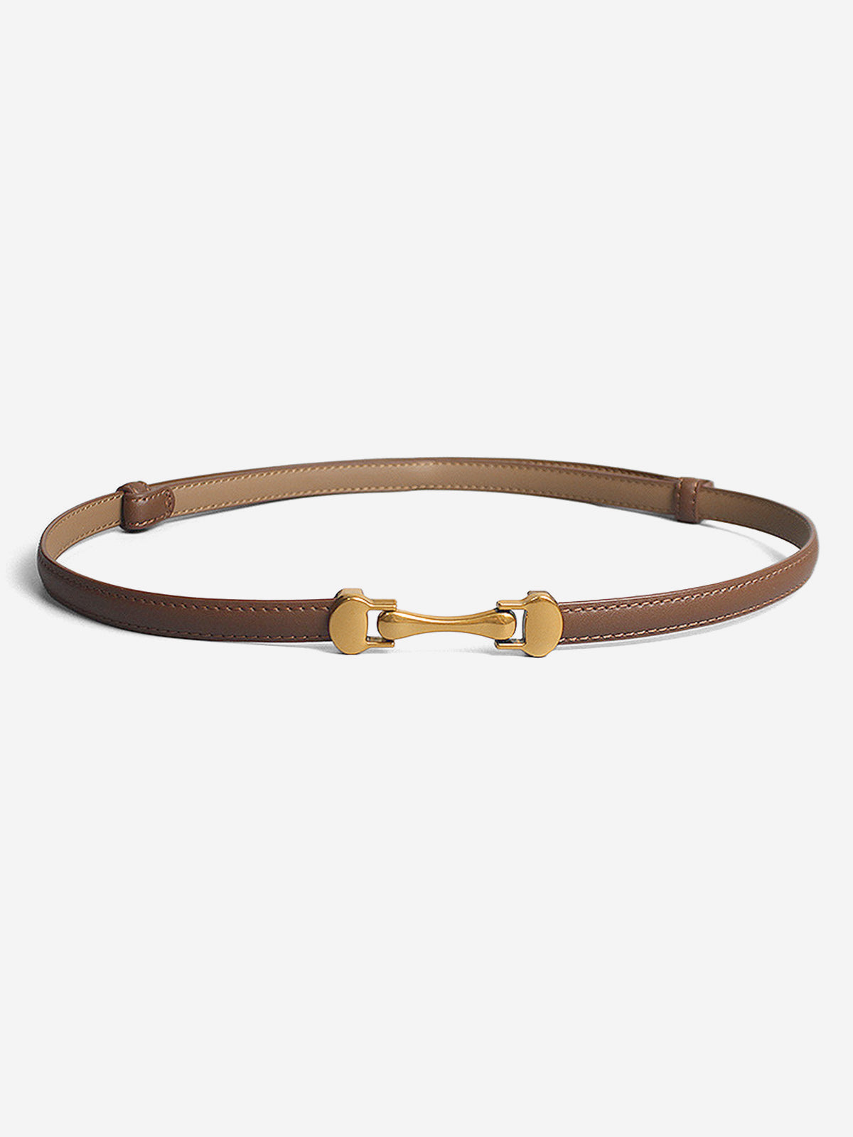 Thin Genuine Leather Metal Buckle Belt
