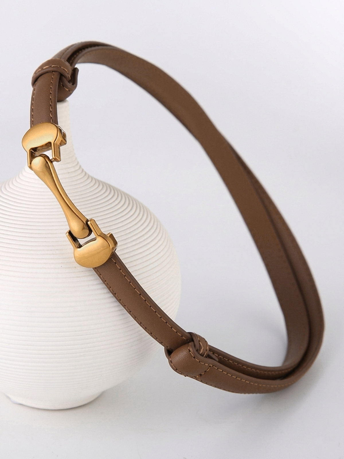 Thin Genuine Leather Metal Buckle Belt