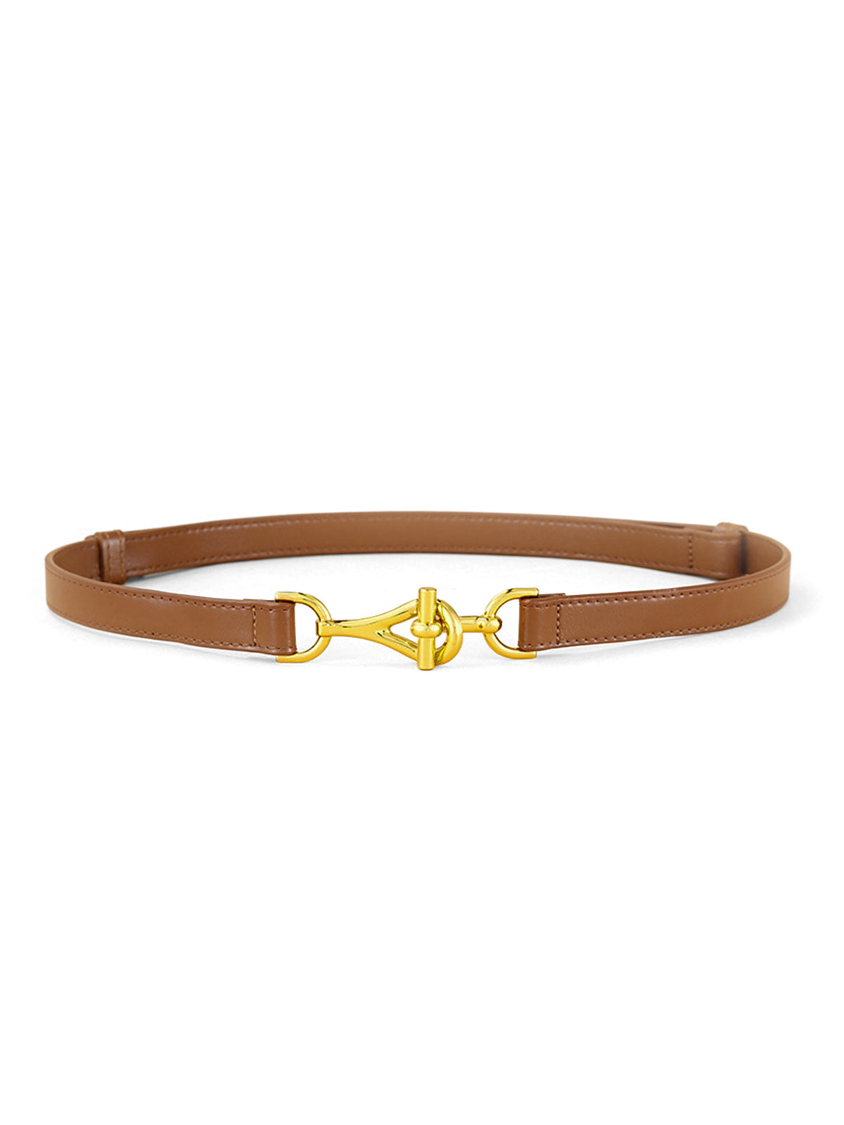Genuine Leather Horsebit Buckle Waist Belt