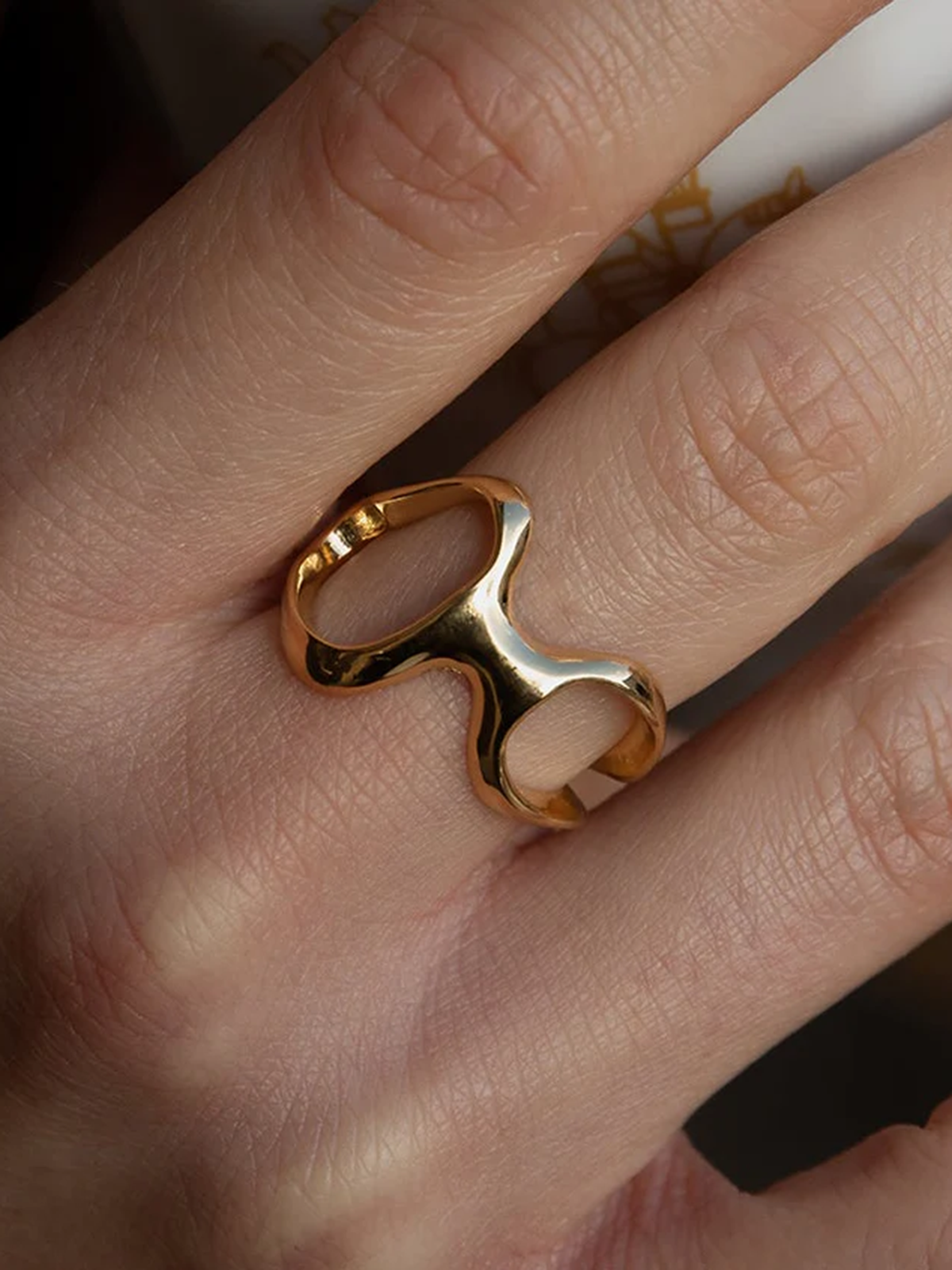 Minimalist Irregular Hollow Open Gold Ring
