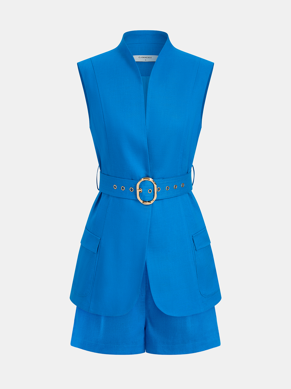 Sleeveless Blazer Vest & Pleated Shorts Set