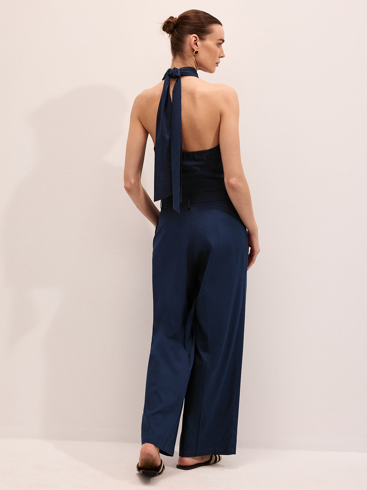 Leinenmischgewebe Neckholder-Weste & Hose Set