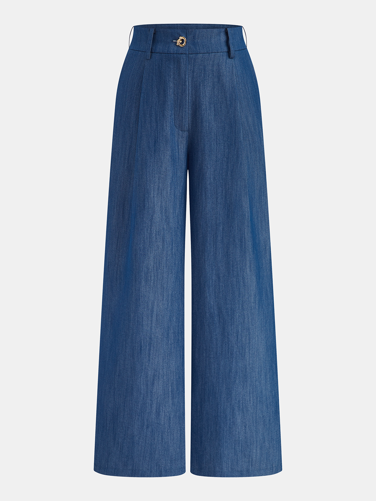 Faux Denim Halter Ruched Top & Pants Set