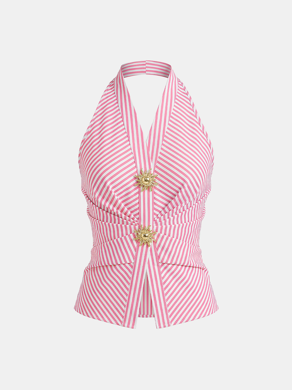 Cotton Blend Striped Halter Top