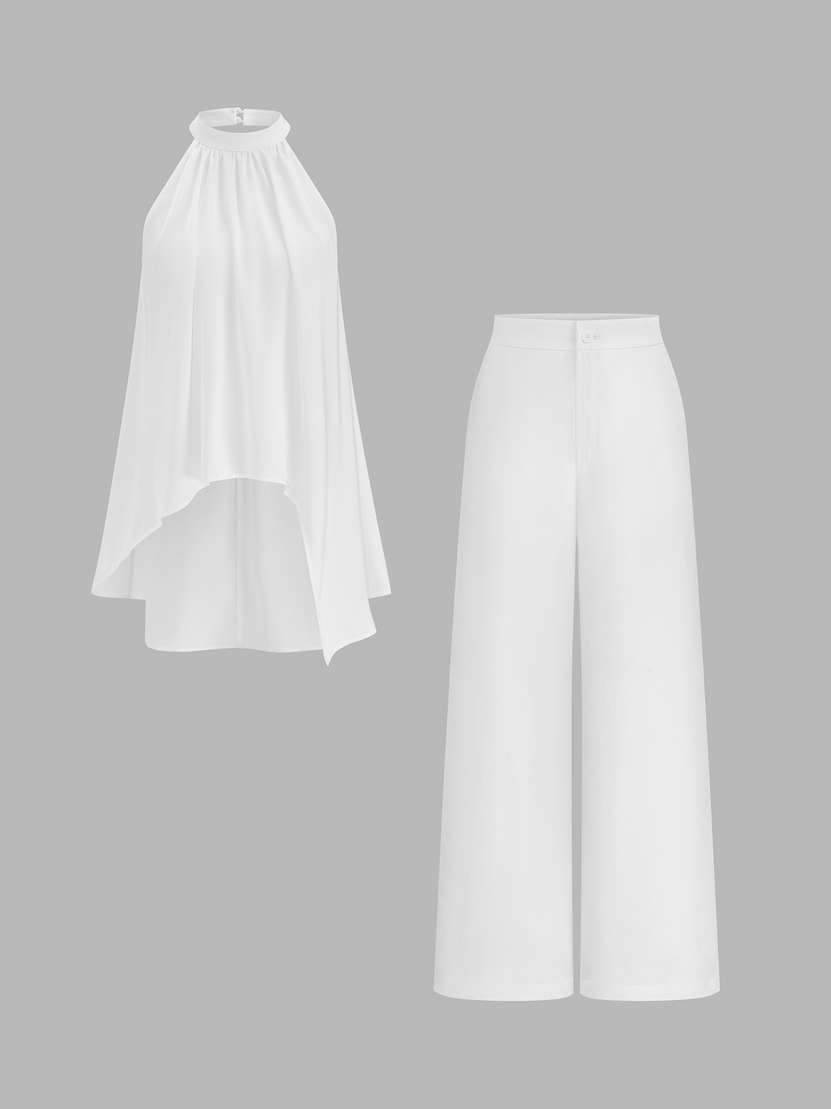 Halter Asymmetric Hem Top & Pants Set