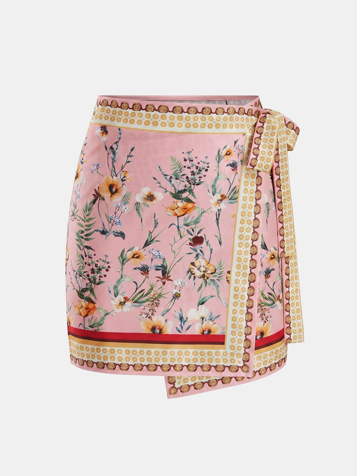 Floral Print Tie Wrap Mini Skirt